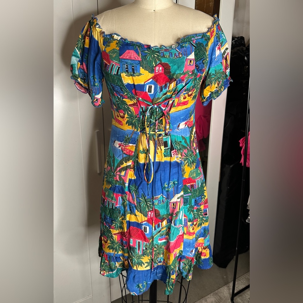 Zara Colorful Village Print Dress